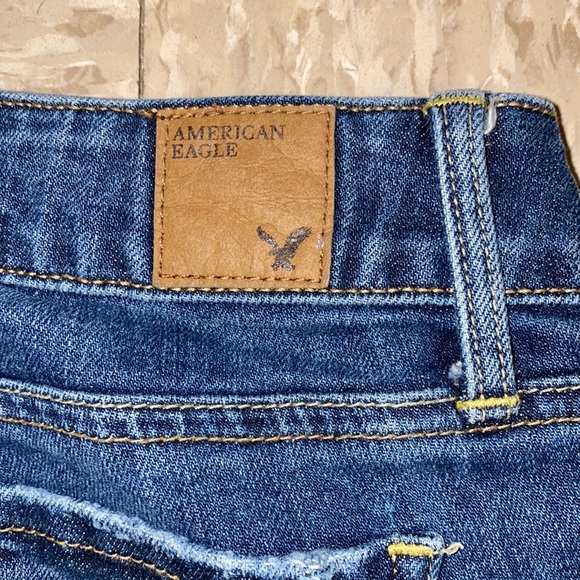 AE Stretch '90s Skinny Jean in Distressed Dark Atlantic size 00 - Picture 8 of 11